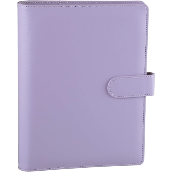 Læder A5 Ringbind Planner Notebook Planner med magnetlås (indre papir medfølger ikke) - Lilla Purple