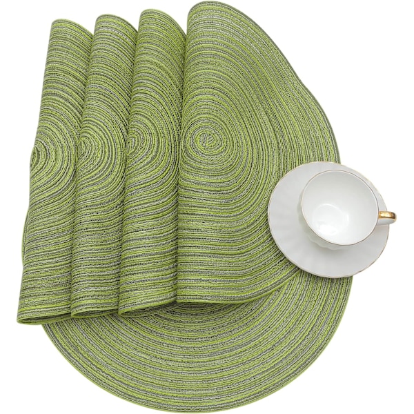 6 kpl:n setti, vihreät 38x38cm, vihreät pyöreät alustat puuvillaa punotut alustat pestävät jouluiset alustat lämmönkestävät alustat, hääjuhliin-FA6- H