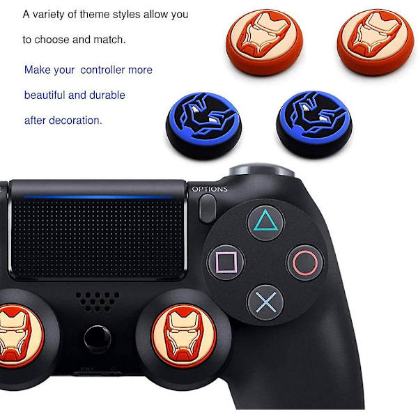 8st Analog Thumb Grip Stick- cover, Dualsense trådlösa kontroller Game Remote Joystick- cap, halkfri cover för Ps5/ps4/xbo
