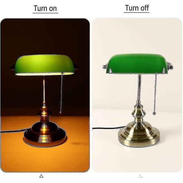 Glas Bankers skrivbordslampa med dragkedja (grön) - Perfekt