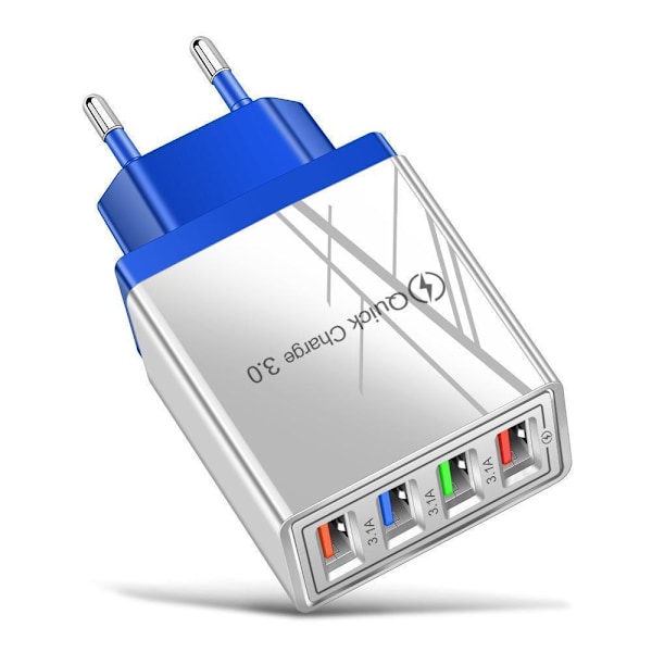 Väggadapter med 4 USB-portar, Orange orange one size