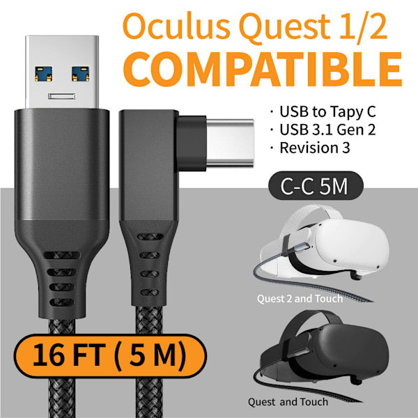 INF Länk Kabel Oculus Quest 2 USB-C/USB-A 5 m