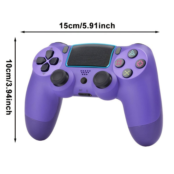 För PS4 trådlös handkontroll för Playstation 4/PC/Steam//IOS/Android med dubbla motorer, exakt styrspak, stort inbyggt batteri, 3,5 mm stereo （lila） Purple