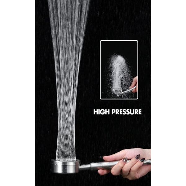 High Pressure Shower Head with 1.5m Hose, 304 Stainless Steel