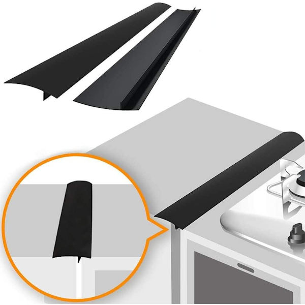 INF Spislist - holder rent mellem komfur og skab 61,5 cm Sort 2-pak