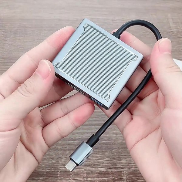 8K 60Hz DP 3 i 1 Hub Adapter USB C til Displayport