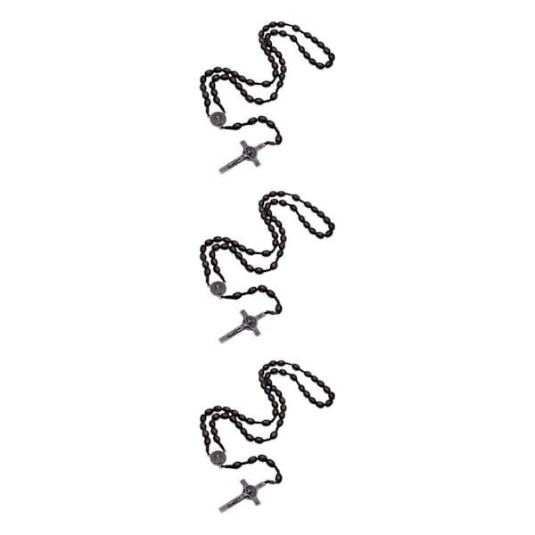 1/2/3/5 Træperler med korsvedhæng til mænd og kvinder 3Set