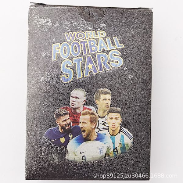1 låda med 55 FIFA World Cup och EM stjärnkort, guldfoliekort, 55 stjärnkort Black