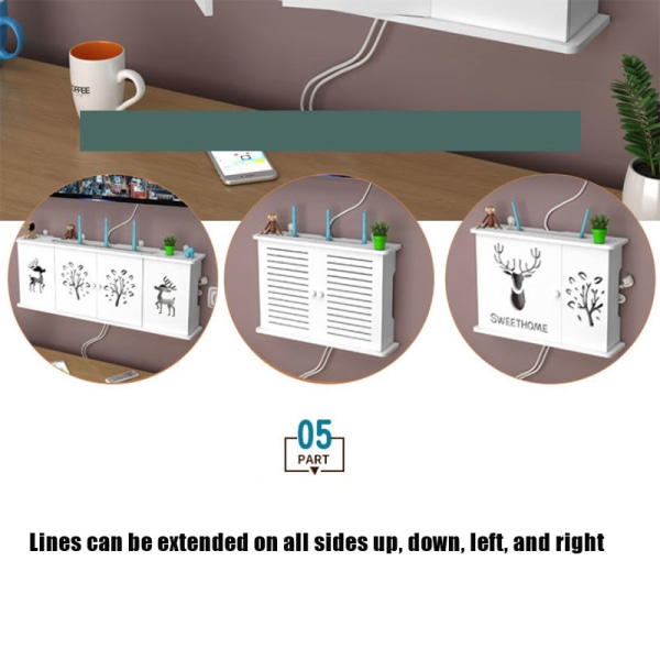 Stor trådløs Wifi Router Hylle Forvaringsbokser Cable Power Plus C