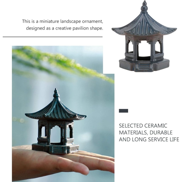 Mini Pagoda Statue Fairy Garden Figurine Keramisk Heksagon