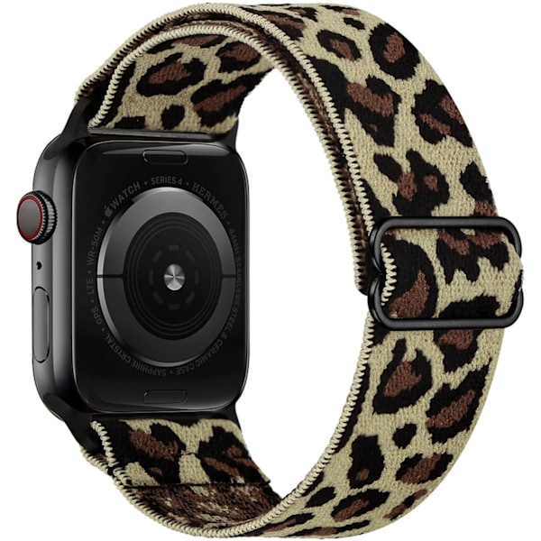 iWatch 7 ny elastisk nylon justerbar elastisk vævet Apple-rem Sort grå leopard print 38mm40mm41mm Black grey leopard print