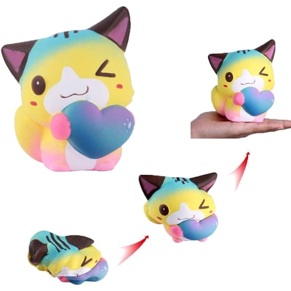 Squishies Kattkärlek Hjärta Kawaii Mjuk Squishy Långsamt Stigande Doftande Djur Squishies Stressavlastande Leksaker Prime Collection Present 1st