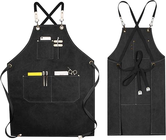 Sort svejseforklæde - 80*56cm - Arbejdsforklæde med lommer, justerbart-FA-