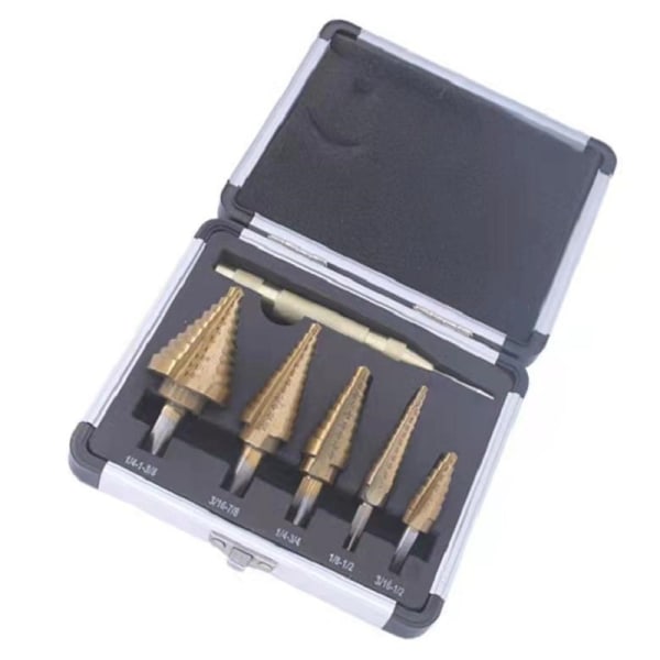 Trin Drill Bit, 5 stk., 1 Automatisk Center Punch + 1 Twist Drill B