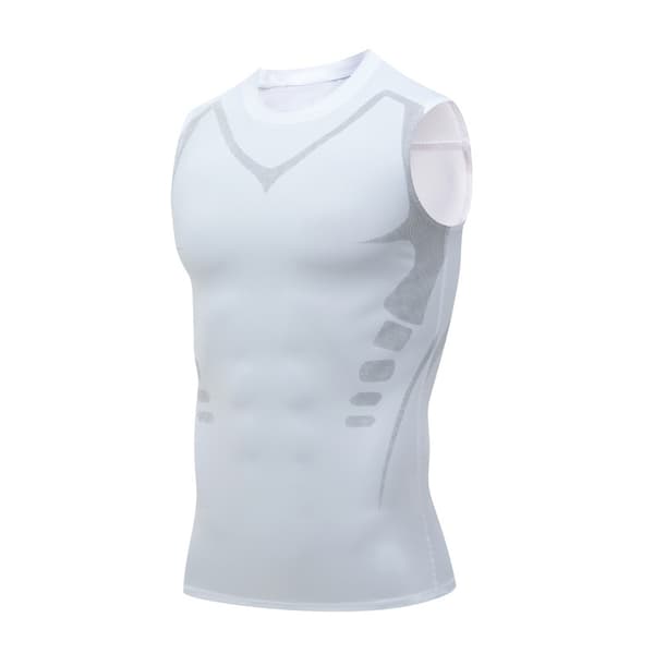 Ionic Shaping ermløs skjorte, vest i is-silke stoff hvit2 white2-FA- white2 S