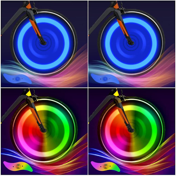 Cykel Ekerlys 4-Pack Dæk Blinkende Lys LED Neon Hjul Blinkende Cykellys Vandtæt 3 Blinkende Tilstande Cykling Tilbehør Blue+color