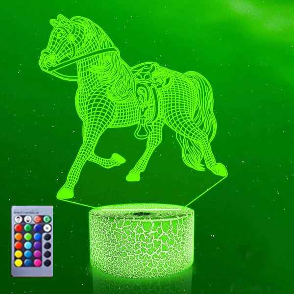 3D Häst led Nattljus Lampa Illusion Nattljus 16 Färg