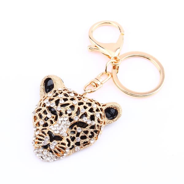 Nyckelring med strass, leopardmönster, berlock, väska, nyckelring, kedja-FA12-