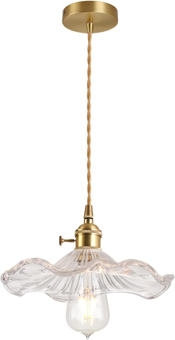 Nordisk Moderne Guld & Grøn Glas Blomster Lysekrone til Stue-FA-