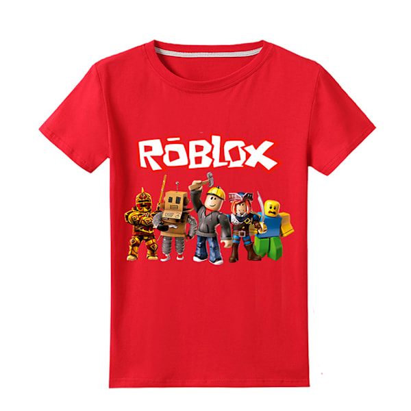 ROBLOX Casual Barn Pojkar Gamer Kortärmad Sommar T-shirt Röd 120cm red