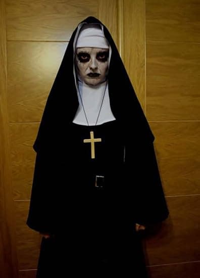 Nonnedragt Plus Size Skræmmende Nonne Outfit Præst Halloween Kostume Sort-FA-