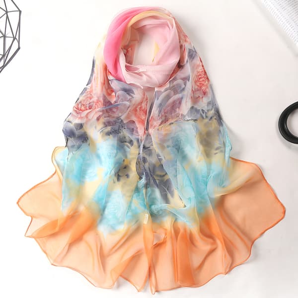 En gradient ros orange 160 × 50 cm sidenscarf för kvinnor-FA-