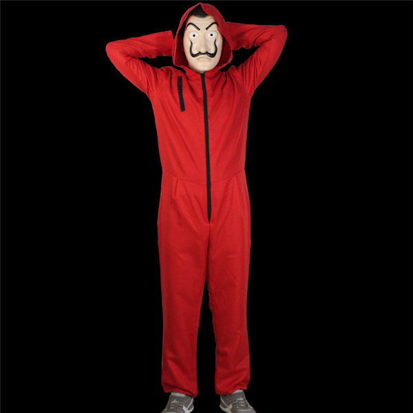 Halloween Cosplay La Casa De Papel Kostym Jumpsuit Mask clothes+mask(long)