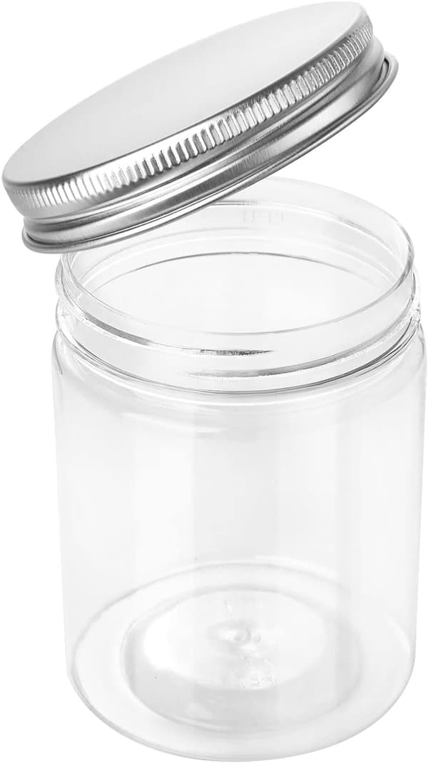 Set med 6 klara plastburkar med lock - Läckagesäkra klara plastburkar-FA-