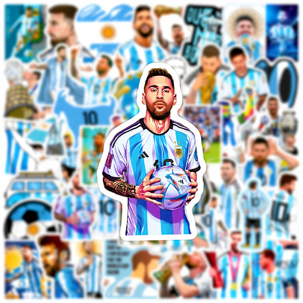 50 kpl Lionel Messi -tarroja Vedenpitävät kannettavan tietokoneen rullalautalaukun tee-se-itse-tarrat-FA2- 50PCS
