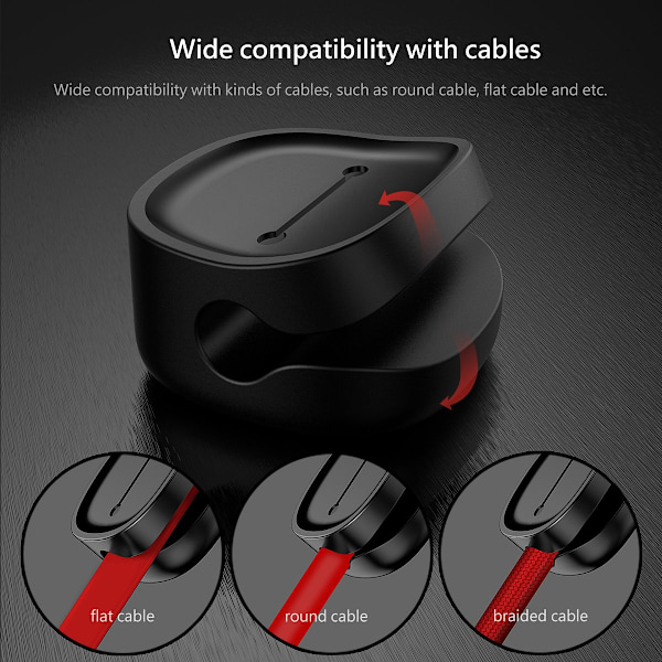 BASEUS Kabelholder, 3 magnetiske klips, sort