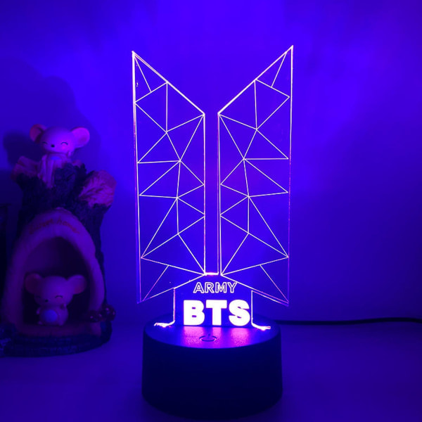 Qinwei 3D LED-natlampe BTS Singer Youth League 3D Illusion-lampe Fjernbetjening til fans Soveværelsesindretning --- Stil B2black Seat null none