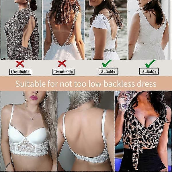 Women's Low Cut Bra Push Up Deep V Backless Bra Lace Underwire Convertible Bra White 36DD White{YDE}-FA-