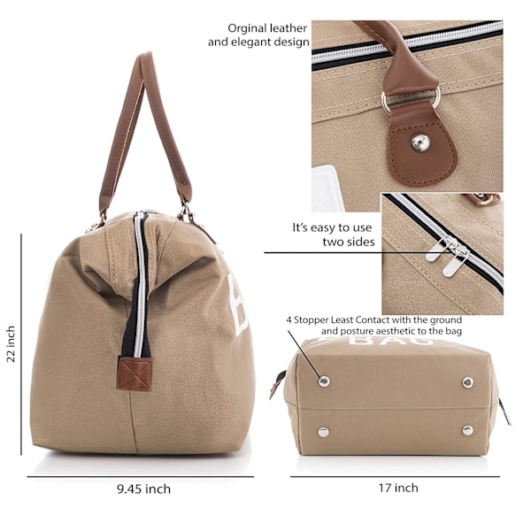 Mamma- ja hoitoväska Multifunktionaalinen matkalaukku suurella kapasiteetilla Beige With urine pad Beige
