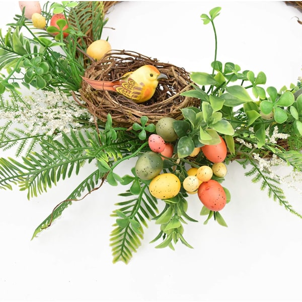 17 Inch Artificial Forest Wreath With Bird Nests, Easter Eggs