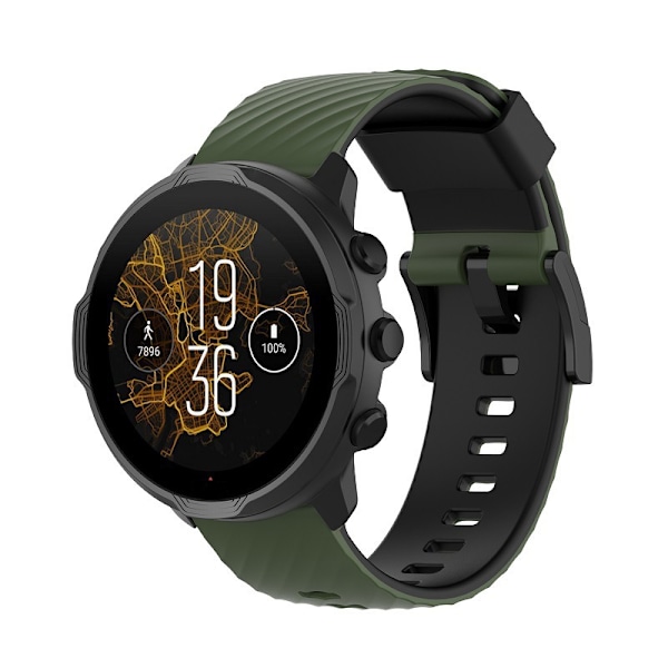 Suunto 7 silikonarmbånd egnet for Suunto 9/9 Baro Spartan Sport erstatningsarmbånd Army Green Black