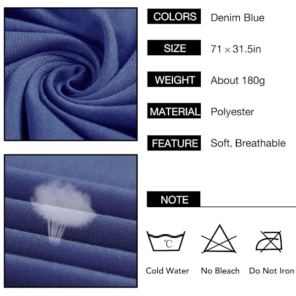 Venyttelyturbaani Päähuivit Jersey Hijab Huivit Yksiväriset Scarf-denim Blue