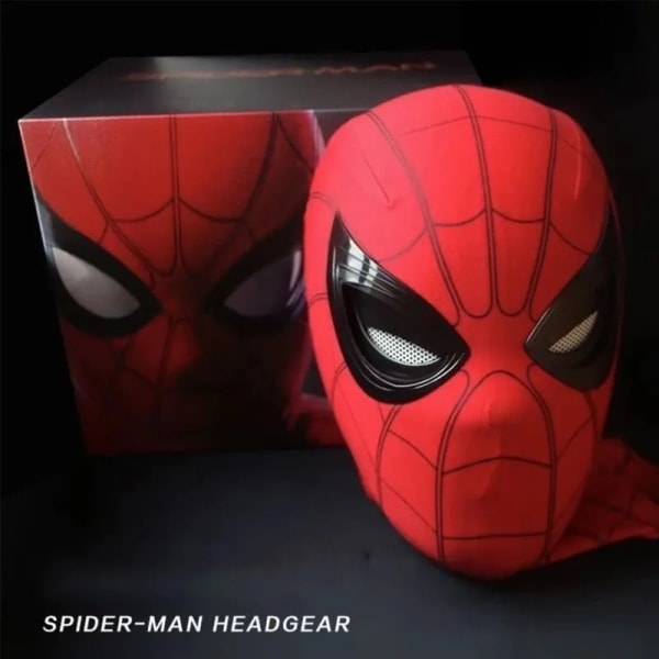 Hem Huvudbonader Cosplay Bevægelige Øjne Maske Spider Man 1:1 Fjernbetjening Elastisk Maske