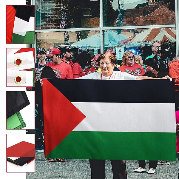 Stor palestinsk flagga med dubbla sömmar Levande färg Mjuk Uv-blekningsbeständig Lättvikt Hållbar för