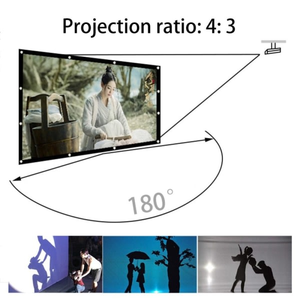 Projektionslærred 120 Tommer til Projektor Lærred 240 x 180 cm Hvid