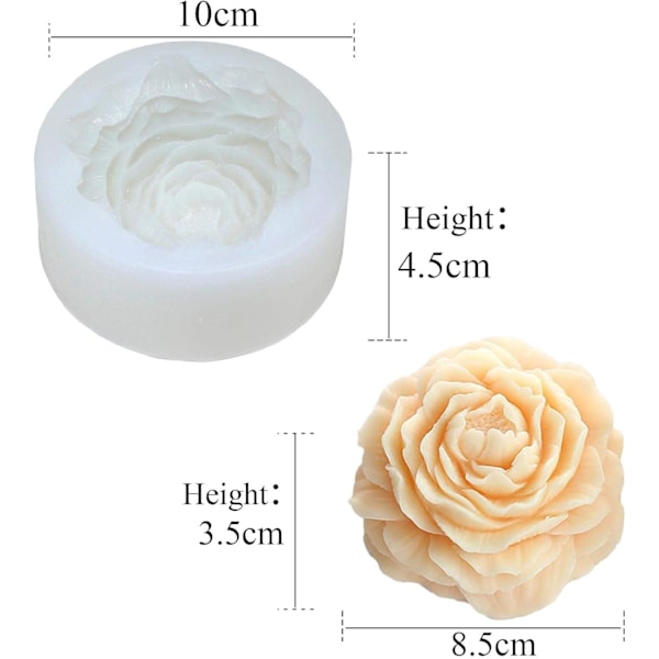 Roseblomster 3D silikonstearinlysform, matvarekvalitetsform for soyavokslys, bivoks, aromaterapi, sjokolade, stearinlys mpule
