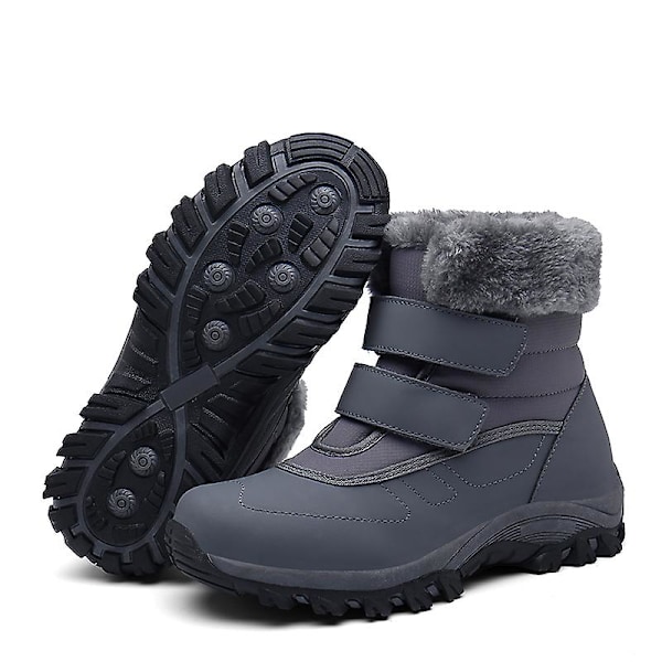 Vinterboots för kvinnor, varma ankelboots Halksäkra vinterskor 6299 Grå Gray 41
