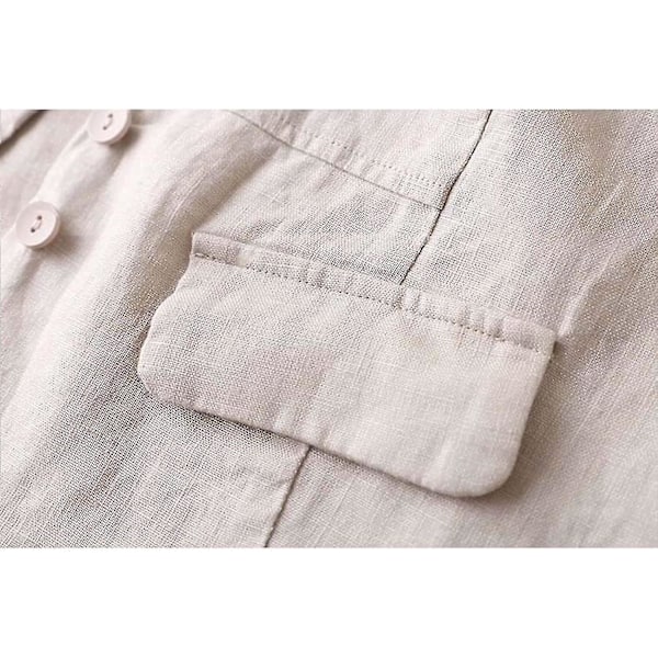 Damväst i bomullslinne, avslappnad lös V-ringad ärmlös västjacka Beige 2XL Beige