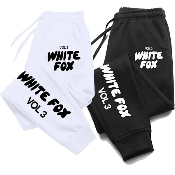 Hvide Fox Joggers Mode Løse Bukser Mænd Kvinde Casual Sweatpants Behagelige Fitness Bukser Kvinder Blød 2024Ny Mangesidig Lysegrå Sort Light grey  black L