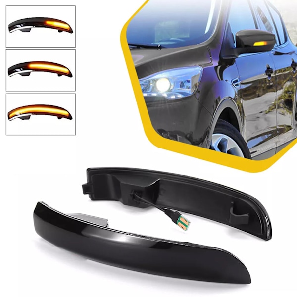 Dynamiska sidobackspegelindikatorer Blinkers för Ford Focus 3 MK3 2012-2018 SE/ST/RS Rökfärgat hus, Bärnstensfärgad LED js
