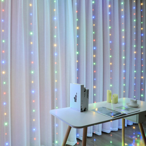 LED-fönstergardin med ljusslinga, 3mx3m 300 lysdioder USB-kontroller