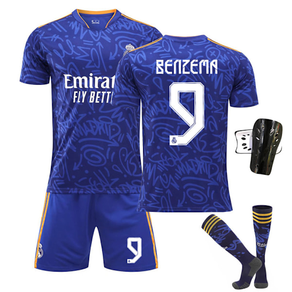 21-22 Real Madrid udebane royal blå nr. 9 Benzema trøje nr. 20 Vinicius 10 Modric 8 Kroos