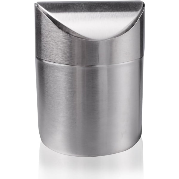 Mini Desktop Trash Can Recycling Brushed Stainless Steel Wave