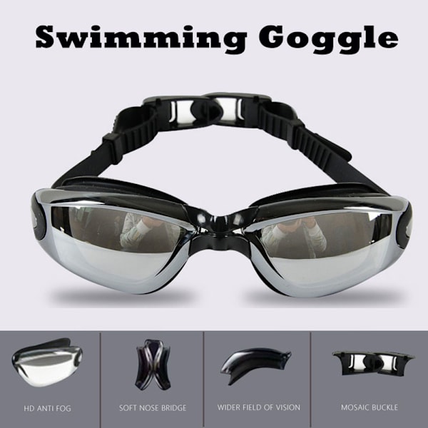 Simglasögon Dykglasögon Vattentät Anti-UV Anti-fog svart black