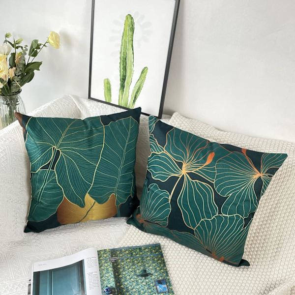4 osainen tyynyliinasarja 45x45 vihreä pellava tyynyliina koristeellinen sohva
