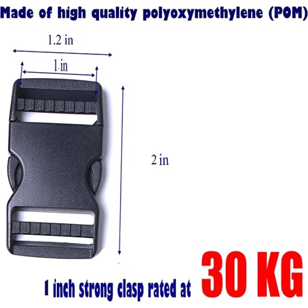 4 plastspenner (bredde 25 mm) for hurtigkobling på siden